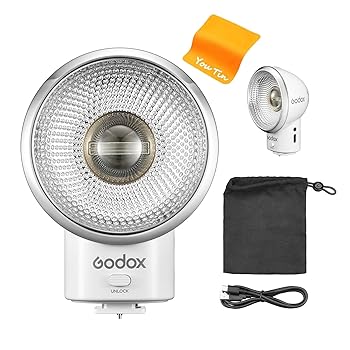 【中古】GODOX LUX Elfレトロカメラフラッシュ、リフレクター内蔵 リチウム電池内蔵 充電式Type-C 色温度調整：6000K±200K 5段階出力調整可能（1/16-1/1