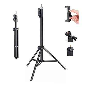 【中古】ライトスタンド 撮影 ストロボ スタンド 撮影 照明 スタンド スタンド メタル製 160cm 三脚 360°ボールヘッドと電話クリップ付き ストロボライ