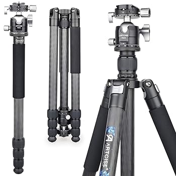 【中古】カメラ カーボン 三脚 ナットロック式 四段 トラベル 一脚伸縮可変式 全伸高 185cm ARTCISE パノラマ 40 ｍｍボール低重心雲台 クイックシュー｜AJIMURA-SHOP