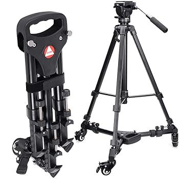 【中古】Teror 三脚プーリー、VX-600 Pro3三脚ホイールプーリーユニバーサルフォールディングカメラ三脚ドリーベーススタンドナイロンキャリングバッグ最