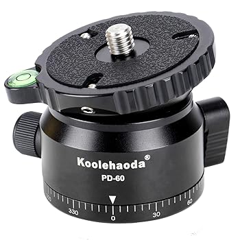【中古】Koolehaoda 三脚レベリングベースカメラレベラー、傾斜15°、3/8 \"ネジ、オフセット水準器、ビデオヘッド、三脚、一脚用360°パノラマベース（PD