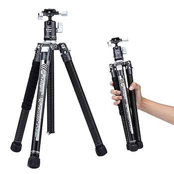【中古】Fotopro 炭素衣料繊維 三脚架 最大限度掛け目10kg 超軽さ0.94kg 伸縮長152糎 旅行写真機専用 X-Aircross 3 薄墨色