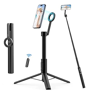 【中古】Ulanzi MagSafe式自撮り棒 超長164糎 スマホ三脚 スマホホルダー MagSafeに相応う セルカ棒 磁気磁石式 7座標軸伸縮 角度合わせる スマホスタンド