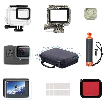 【中古】Lowpter 佩び物仕掛ける GoPro Hero7 黒いこと/6/5用 雨合羽ハウジング入れもの/雨合羽フローティングハンドグリップ/キャリーケース/赤いことフィル