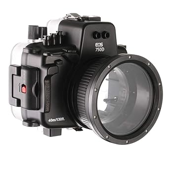 【中古】防水水中ハウジングカメラケース 40M Canon EOS 750D DSLR Cmera用 18-55mmレンズ付き