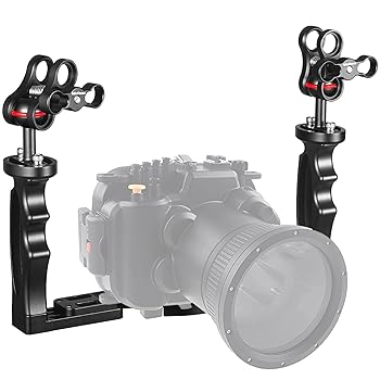 【中古】MINIFOCUS 水中カメラ ハンドル トレイ ブラケット、デュアル ハンドル伸縮アルミニウム合金ビデオ スタビライザー ホルダー 2 1'' ボール クラ