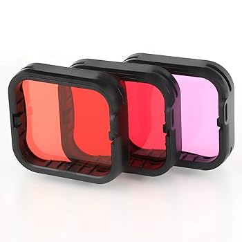 【中古】水中フィルターセット GoPro Hero 5 6 7用 ブラック スーパースーツ 防水ダイビングハウジング - 付属 赤、ライトレッド、マゼンタのフィルター