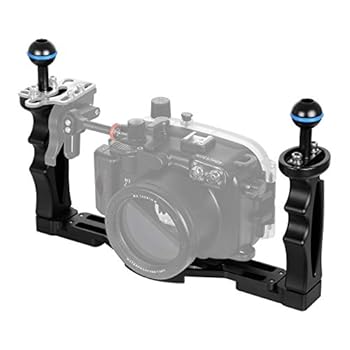 【中古】MEI1JIA QUELLIAデュアル手持ち部分水中写真機ハウジング用軽銀アロイトレイスタビライザー（黒いこと） (Color : Black)