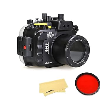 【中古】SeaFrogs 40m/133フィート 水中カメラハウジング 防水ケース Panasonic Lumix GH5/ GH5 S/ GH5 II用 67mmレッドフィルター付き