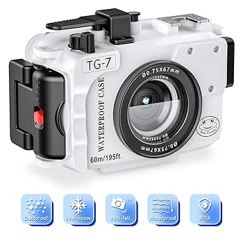【中古】Seafrogs 水中カメラハウジング オリンパス TG-7用 プロフェッショナル水中アクセサリー 195フィート/60m オリンパス Tough TG-7用 (ホワイト)