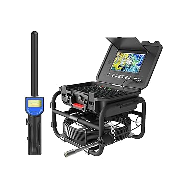 【中古】512 Hz ロケーター付き下水道カメラ、9 インチ 1080P スクリーンパイプ検査カメラ、DVR ビデオ録画 + 5X 画像倍率 + メーターカウンター + 7MM｜AJIMURA-SHOP