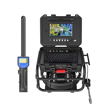 【中古】9 インチ下水道カメラ、512HZ パイプロケーター付き工業用パイプボアスコープ、DVR 機能付き下水道管検査カメラ、メーターカウンター、7MM グラ