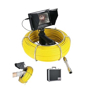【中古】ハンドヘルド下水道カメラ、4.3インチパイプ検査カメラ、22mm 145°カメラIP68防水ボアスコープ、LEDライト8個付き、産業排水内視鏡,40M