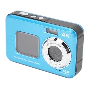 【中古】48MP 4K 水中カメラ、オートフォーカス防水自撮りカメラ、フロント＆バックスクリーン付き 11 フィート防水カメラ、シュノーケリング、屋外用 (B