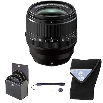 【中古】Fujifilm XF 56mm f/1.2 R WRレンズ、ブラック、67mmデジタルエッセンシャルフィルターキットと15x15レンズラップセット