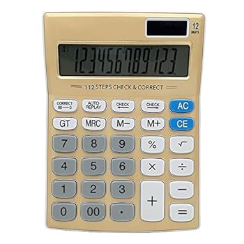 【中古】実務電卓ゴールド12桁ソーラー電卓供給オフィス商用電子電卓学生試験電卓ステーショナリー 家庭での使用に適したです｜AJIMURA-SHOP