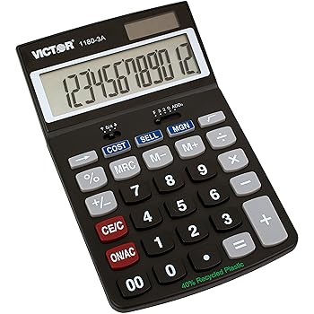 【中古】Victor 1180-3A 12桁標準機能電卓 バッテリーとソーラーハイブリッド電源 角度調節可能 LCDディスプレイ 自宅やオフィスデスクに最適 ブラック