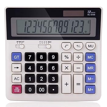 【中古】学校ホームオフィス用カラー大型ボタン12桁デュアルパワー大型LCDディスプレイのデスクのシンプルな電卓ソーラー電卓デスクトップ (色 : 白, サ｜AJIMURA-SHOP