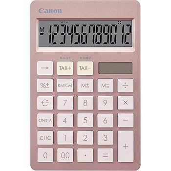【中古】キヤノン 派手計算器 か細い卓上 12桁 サクラ色 HS-1200TC-PK 【まとめ買い3個仕掛ける】