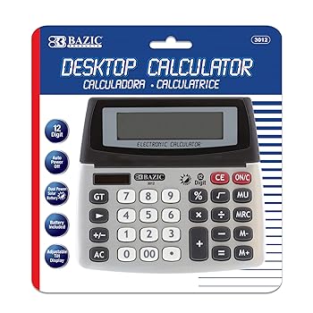 【中古】BAZIC 12桁デュアルパワーデスクトップ計算器 調節する能力のあるな見せびらかす付き添い人 (12個入り口・入口)