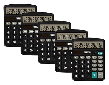 【中古】Better Office Products 大型卓上電卓 5個パック 12桁LCDディスプレイ 角度付きディスプレイパネル 標準機能 ブラック デュアルパワー 単3電池付|AJIMURA-SHOP