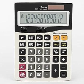 【中古】電卓デスクトップ、電卓ユニバーサルプログラマー 120 チェック税金電卓 12 バッテリー & デュアル電源金属表面オフィス (A、サイズ｜AJIMURA-SHOP