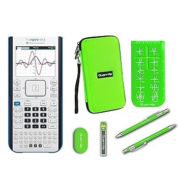 【中古】Texas Instruments Ti Nspire CX II グラフ電卓 ゲリラジッパーケース + エッセンシャルグラフ電卓アクセサリーキット グリーン｜AJIMURA-SHOP
