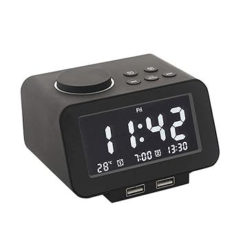 【中古】JJZXD 時計ラジオ - FMラジオ、温度表示タイマースヌーズのファクトのためのデュアルUSBポート