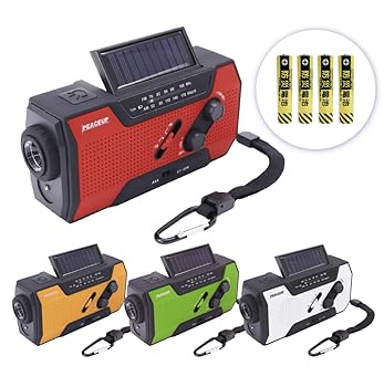 【中古】PEACEUP 防災ラジオ BR001 エマージェンシー 防災電池付き 多機能 ライト 充電 サイレン ラジオライト (レッド)