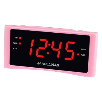 【中古】HANNLOMAX HX-151CR 目覚まし時計ラジオ、PLL AM/FMラジオ、デュアルアラーム、1.2インチ赤色LEDディスプレイ、AC操作のみ(ピンク)