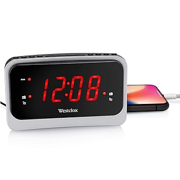 【中古】Westclox 80231NS 1.4インチ レッドLEDクロックラジオ 自然の音と1アンペアUSB付き