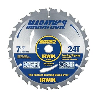【中古】IRWINツールMARATHON Carbide Corded Circular Saw Blade、7 1 / 4-inch、24T（24030）