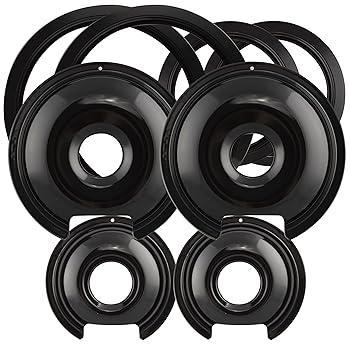 【中古】Range Kleen P1056RGE8 スタイルD ブラック磁器 4パック ドリップパン 4パック トリムリング GE/Hotpoint用