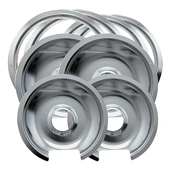 【中古】Range Kleen 1056RGE8 スタイルD 丈夫なクローム製4個入りパック ドリップパンと4個入りトリムリング GE/Hotpointオーブン用|AJIMURA-SHOP