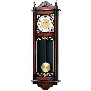 【中古】セイコークロック(Seiko Clock) セイコー 時辰儀 柱時計 アナログ 報時選りわける式 鐘\u0026ストライク 長尺 飾りつけ振子 アンティーク調 木枠 茶