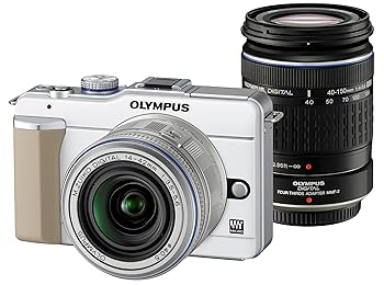 【中古】OLYMPUS マイクロ一眼 PEN E-PL1ダブルズームキット ホワイト E-PL1 TLMK WHT