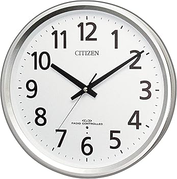 【中古】リズム(RHYTHM) 掛け時計 電波時計 オフィス 大型 屋内用 静音 連続秒針 シルバー Φ32x5.2cm オフィス用品 シチズン CITIZEN 8MY475-019