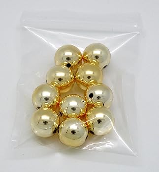 【中古】日本ブイ・シー・エス [穴有り金10個]ガラポン抽選器用 玉 抽選球（ガラガラ抽選機用 抽選玉）