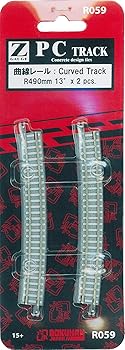 【中古】ロクハン(Rokuhan) Zゲージ R059 PCトラック曲線レールR490-13°2本入り