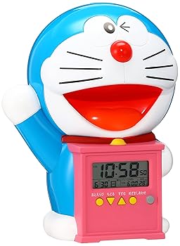 【中古】セイコークロック 目覚まし時計 置き時計 キャラクタードラえもん おしゃべり アラーム デジタル 温度 表示 JF374A ブルー