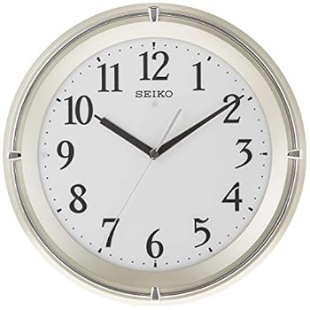 【中古】セイコークロック(Seiko Clock) 掛け時計 自動点灯 電波 アナログ 夜でも見える 薄金色 パール KX381S