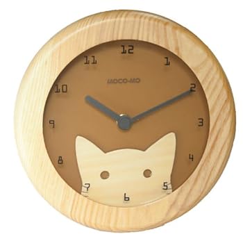 【中古】ウッドニー MOCO-MO モコモ 掛け時計S ネコ MM032-WN