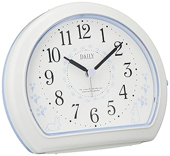 【中古】リズム(RHYTHM) クォーツ 目覚まし時計 アナログ 電子音 うさぎ 柄 白 DAILY (デイリー) R550 4SE550DN12｜AJIMURA-SHOP