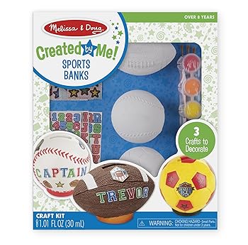 【中古】Melissa \u0026 Doug decorate-your-own運動競技書き割り手工芸品一揃いの道具 ? 蹴球、ベイスボール、蹴球預金金融機関