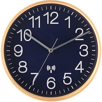 【中古】不二貿易 掛け時計 直径28cm ネイビー 電波 木製 プライウッド 27353