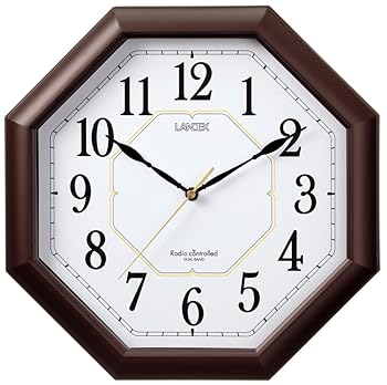 【中古】ランデックス(Landex) 掛け時計 電波 アナログ ハイパーエイト 夜間秒針停止 ダークブラウン YW9138DBR|AJIMURA-SHOP