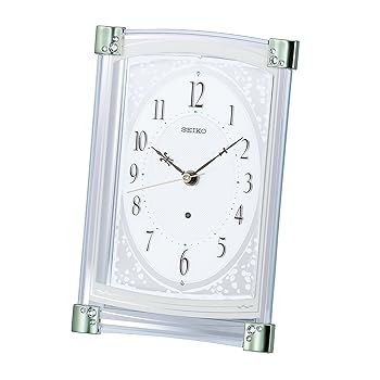 【中古】SEIKO CLOCK (セイコークロック) 置き時計 電波 アナログ 薄緑 BZ360M ホワイト