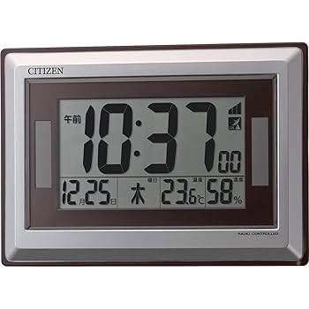 【中古】リズム(RHYTHM) シチズン 掛け時計 電波時計 デジタル ソーラー アシスト電源 置き掛け兼用 グリーン購入法 適合品 シルバー CITIZEN 8RZ182-019|AJIMURA-SHOP