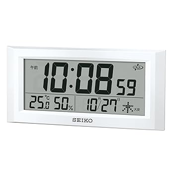 【中古】セイコークロック(Seiko Clock) セイコー 時辰儀 柱時計 置き時計 兼用 人工衛星 電磁波 デジタル 暦 体温 湿度 見せびらかす 白 パール GP502W SE
