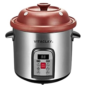 【中古】Vitaclay VM7800-5C Smart Organic Clay Multi-Crocks N' Stock Pot, 6.5 quart, Stainless Steel/Black by VitaClay
